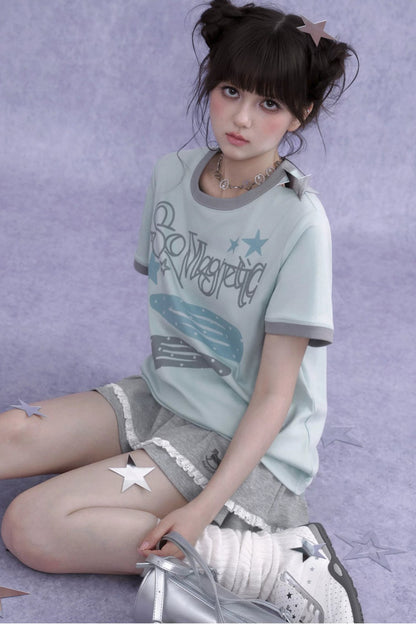 Sweet Cool Print T-Shirt Set-Up