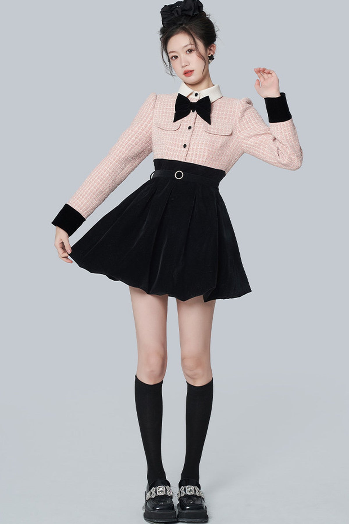 Pink Tweed A-Line Dress