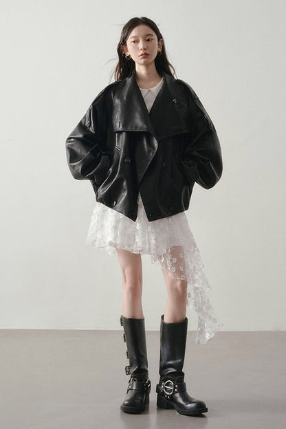White Floral Lace Mesh High-Waisted Skirt