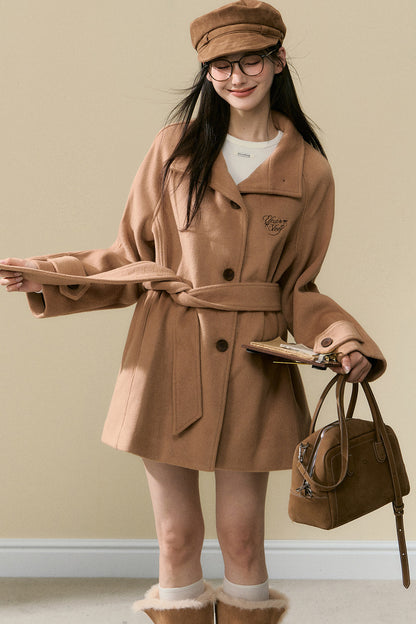 Brown Wool Embroidered Jacket and Pants Set-Up