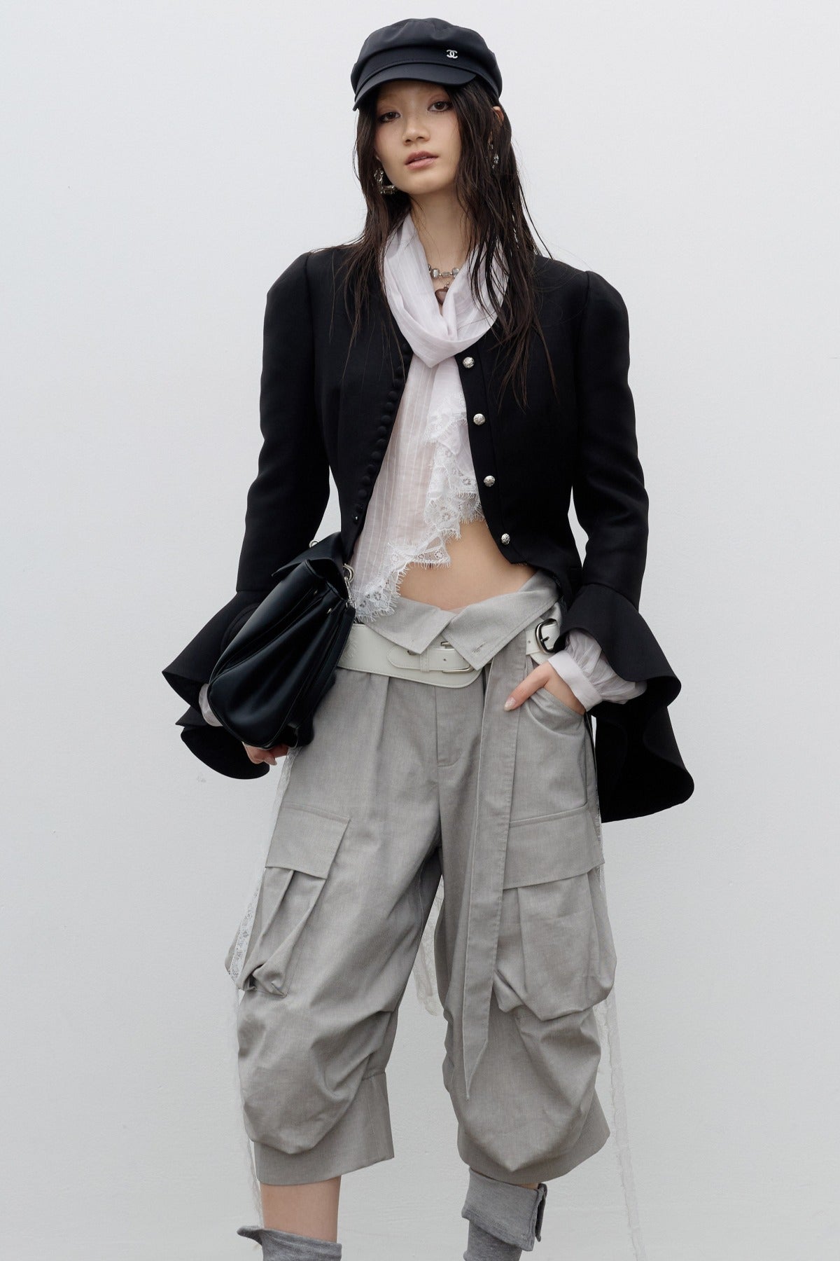 Buttoned Bell-Sleeve Jacket