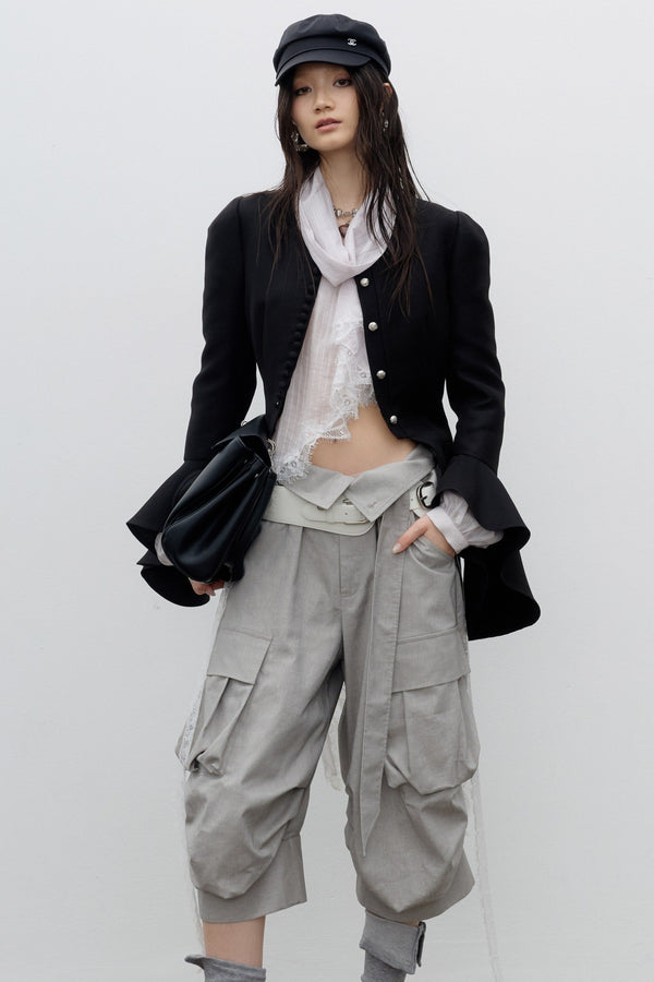 Buttoned Bell-Sleeve Jacket