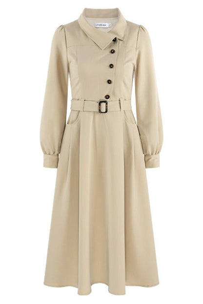 Vestido trench caqui de manga larga