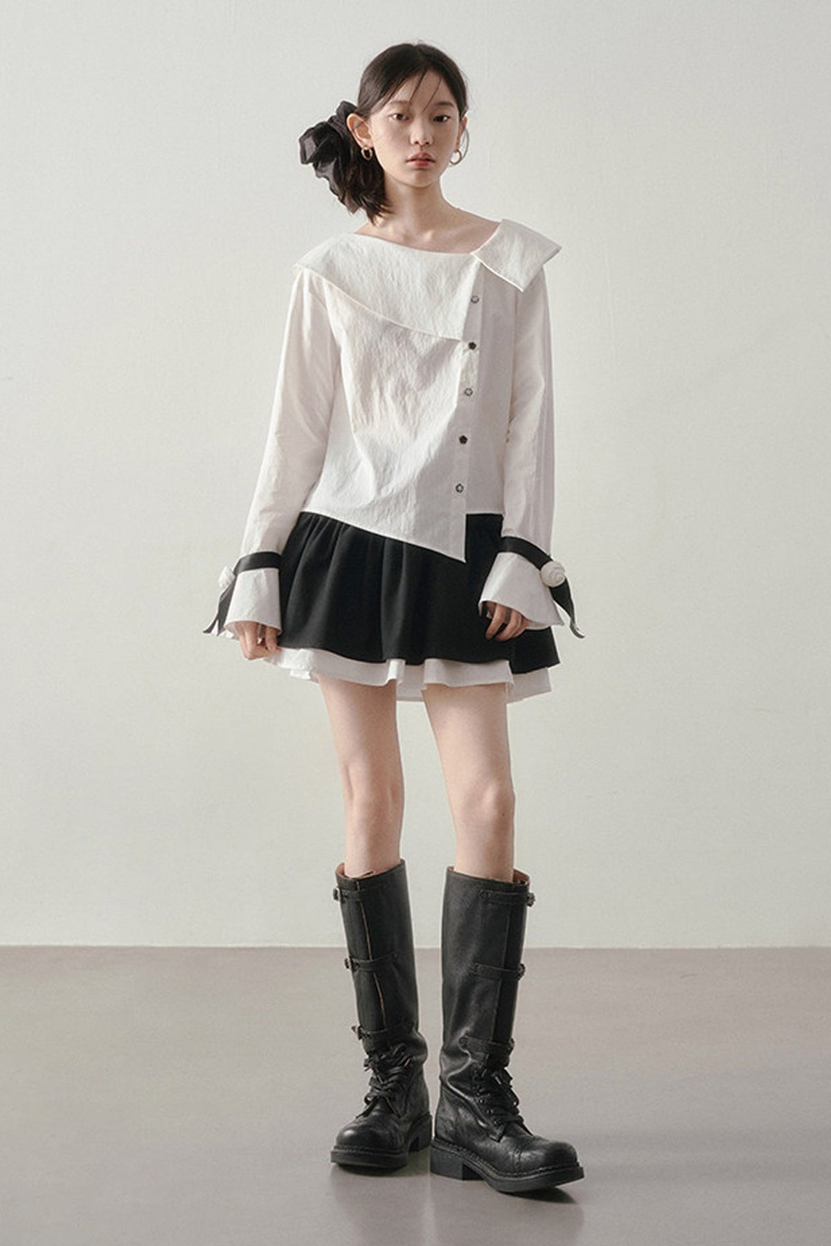 Horse Hoof Sleeve Diagonal Placket Shirt