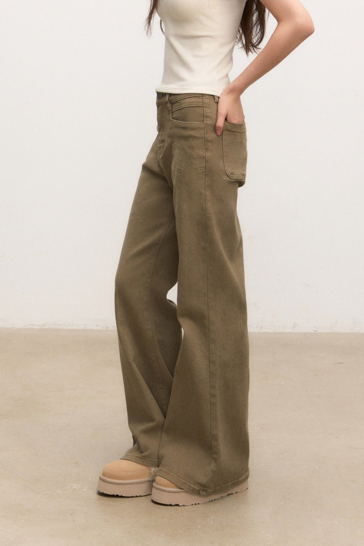Ensemble veste et jean évasé taille haute