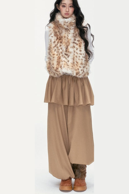 Milk Leopard Print Horn Button Vest