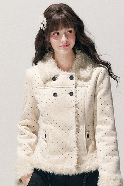 Polka Dot Faux Fur Jacket
