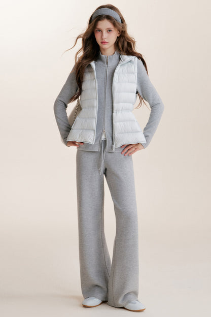 Hooded Ribbed Down Vest