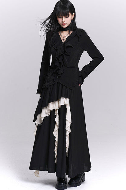 Ghostly Irregular Black Skirt