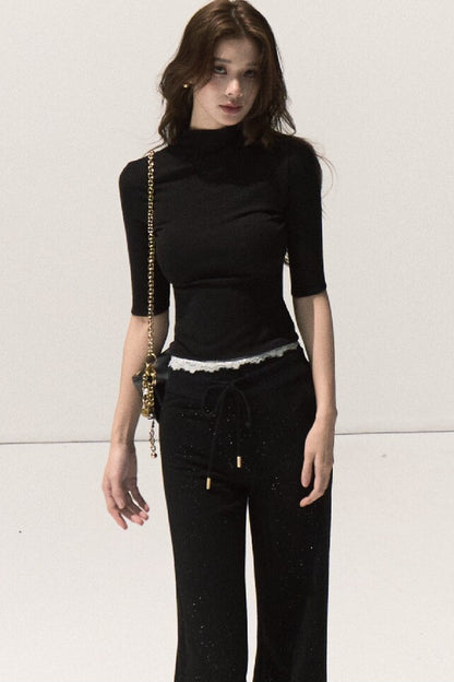Wool Half-High Collar Knit Top