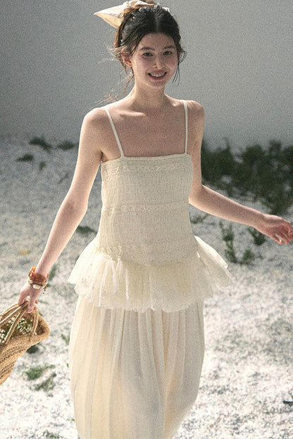French Lace Summer Top and Pants Set