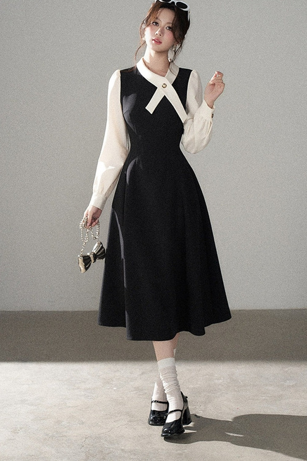 Contrasting Color Long Dress