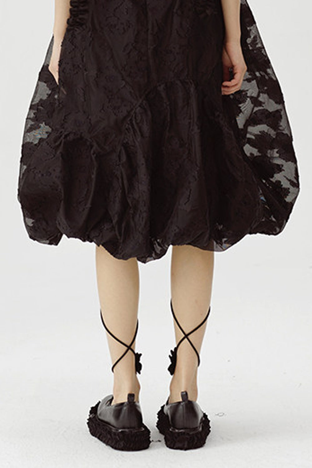 Irregular Floral Puff Dress