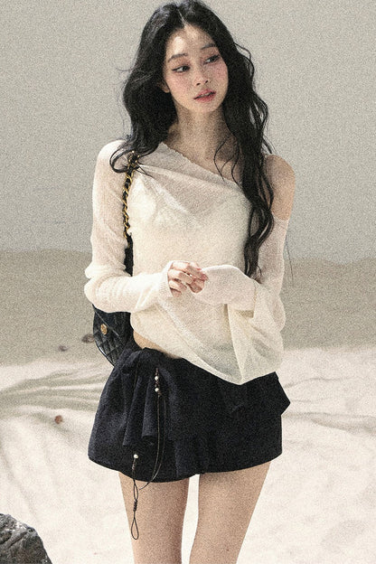Conjunto de Top Hazy Mist Sin Hombros