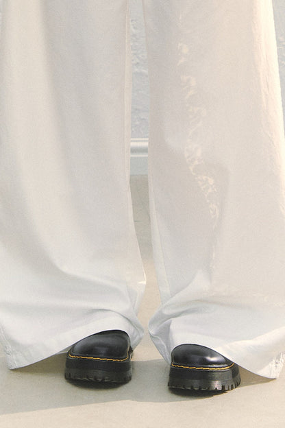 High Waist White Wide-Leg Pants