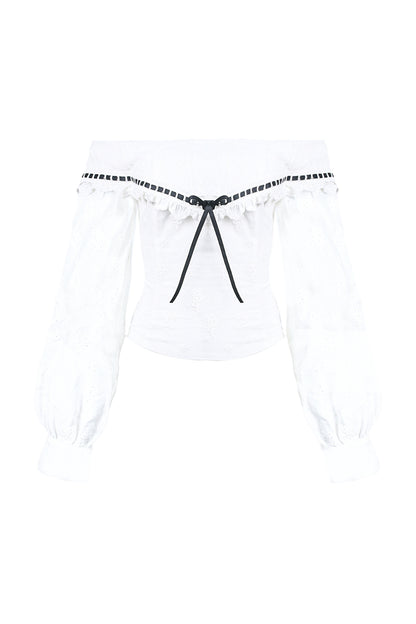 Color-Block Tie Embroidered Top Set-Up