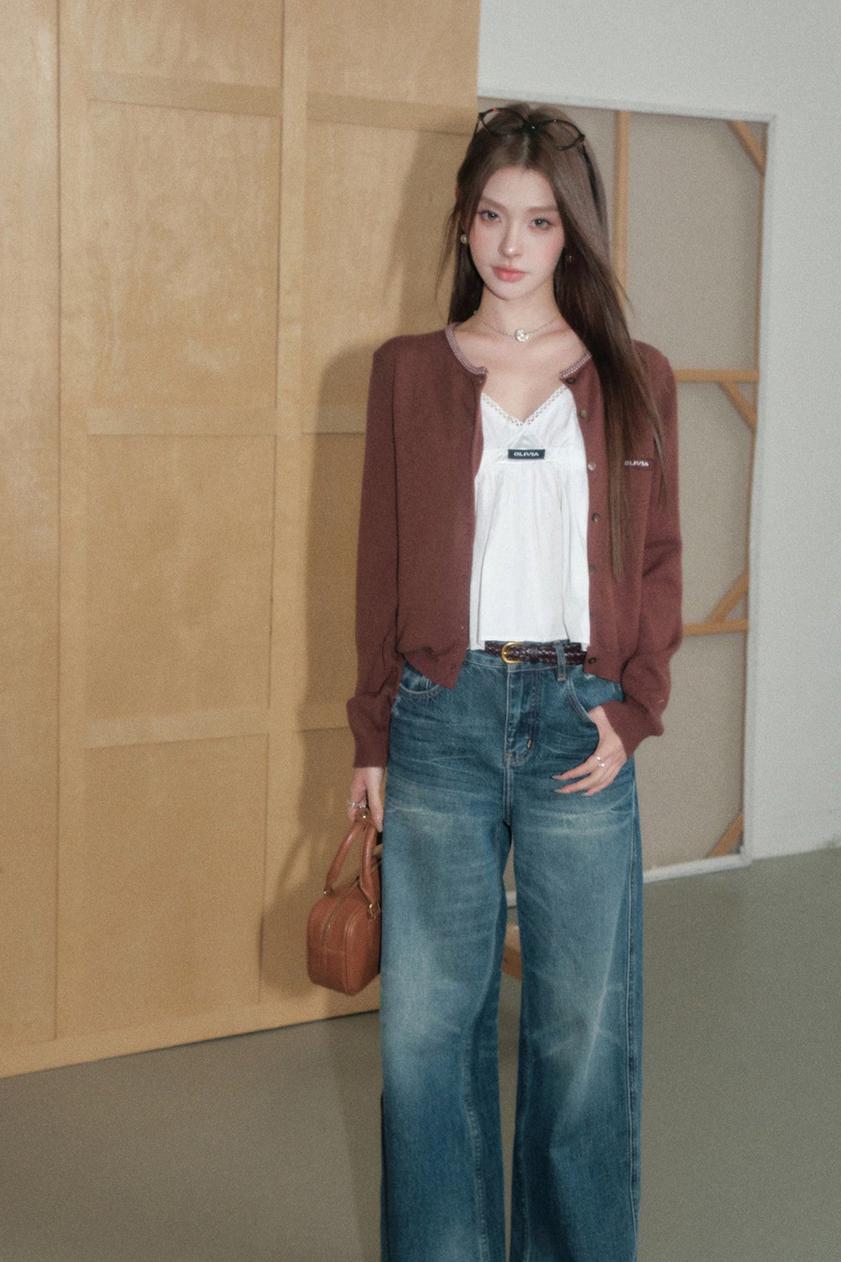 Knit Cardigan Camisole and Pants Set-Up