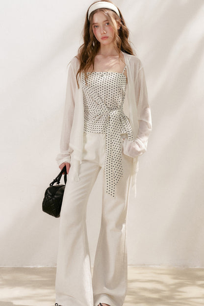 Airy Knit Tie-Up Cardigan