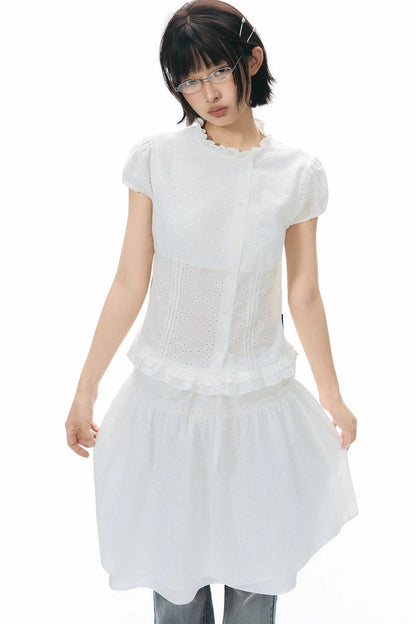 Double-Layered Puff A-Line Skirt