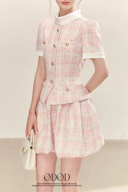 Pink Plaid Flower Bud Dress