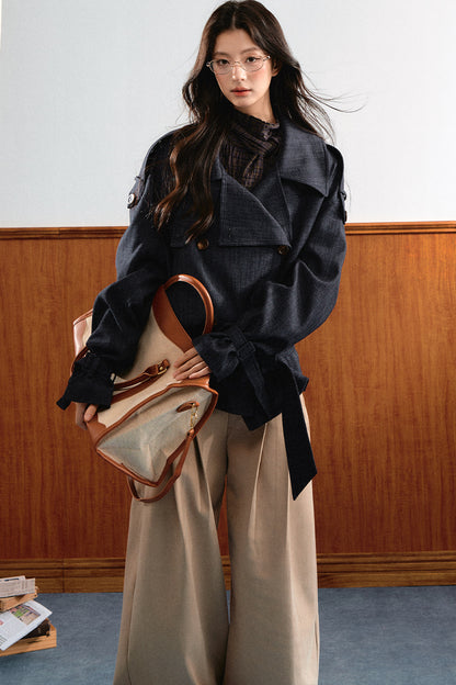 Retro Denim Trench Coat