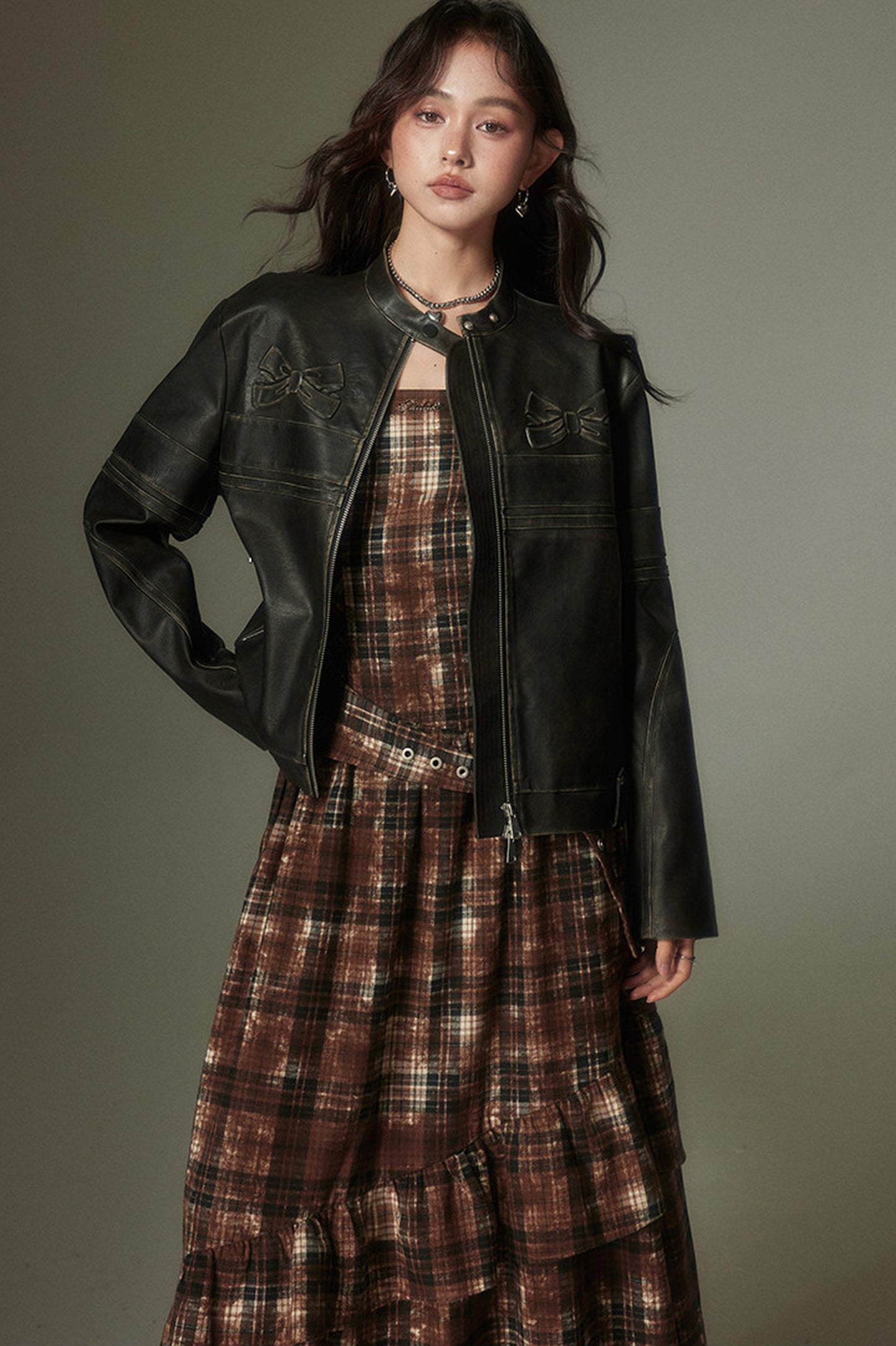 Retro Plaid Adjustable Dress