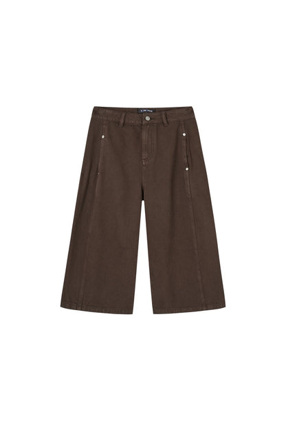 Dekonstruierte 7/8-Hose mit weitem Bein