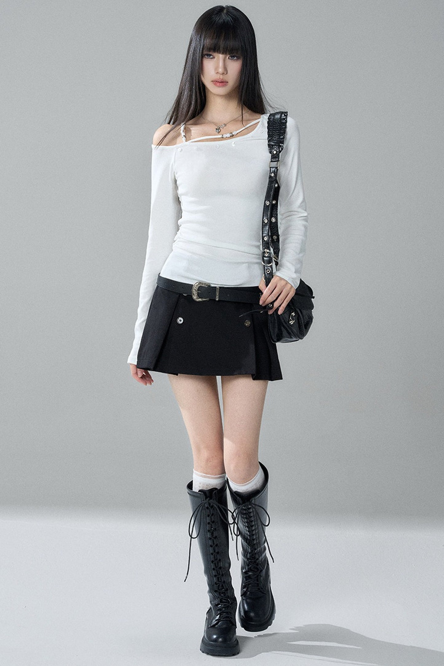 Unique Long-Sleeved Off-Shoulder Top