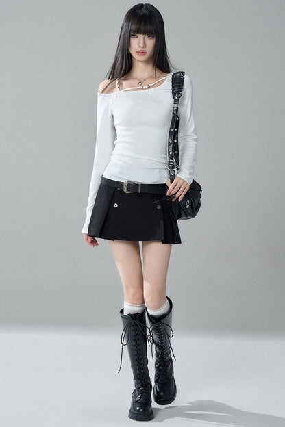 Unique Long-Sleeved Off-Shoulder Top