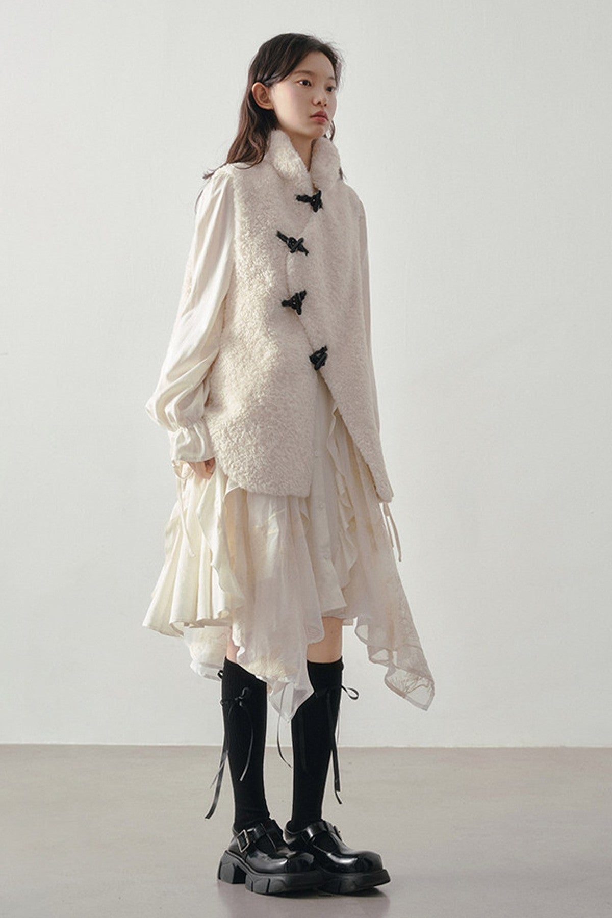 Beige Faux Shearling Vest