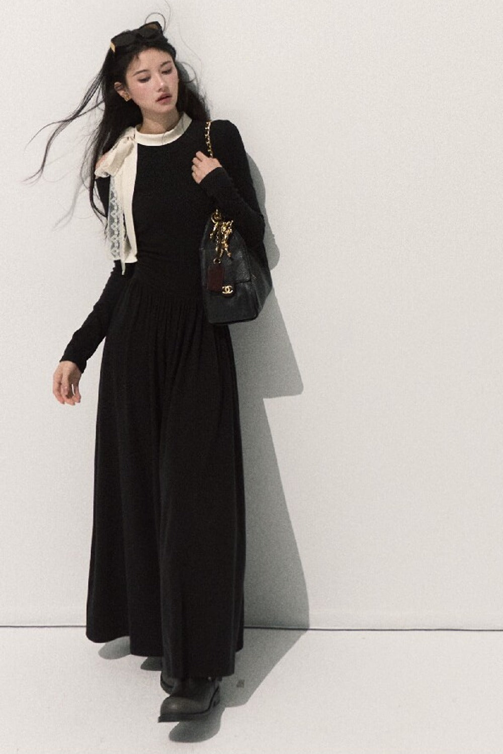 Robe en maille à manches longues