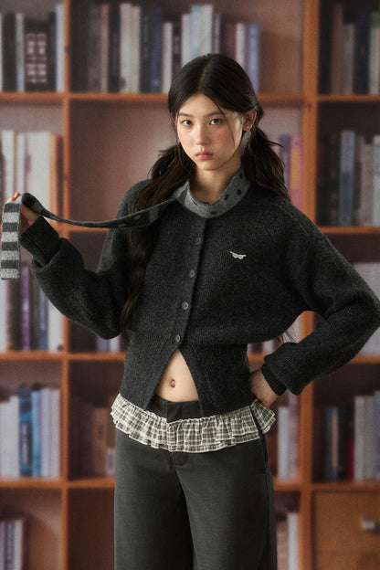 Polka Dot Knit Cardigan and Pants Set-Up