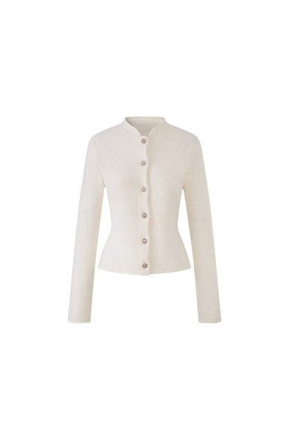 Conjunto de chaqueta y falda de lana texturizada