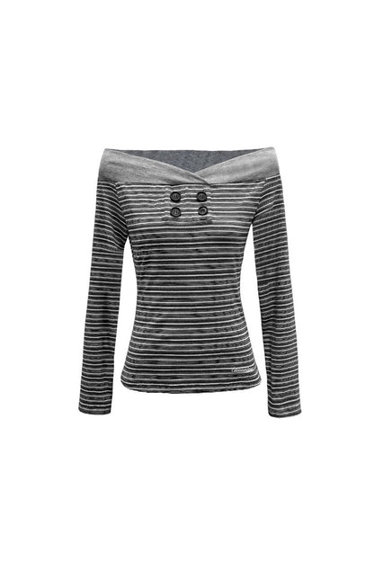 Gray Loose Wide-Leg Pants and Top Set-Up