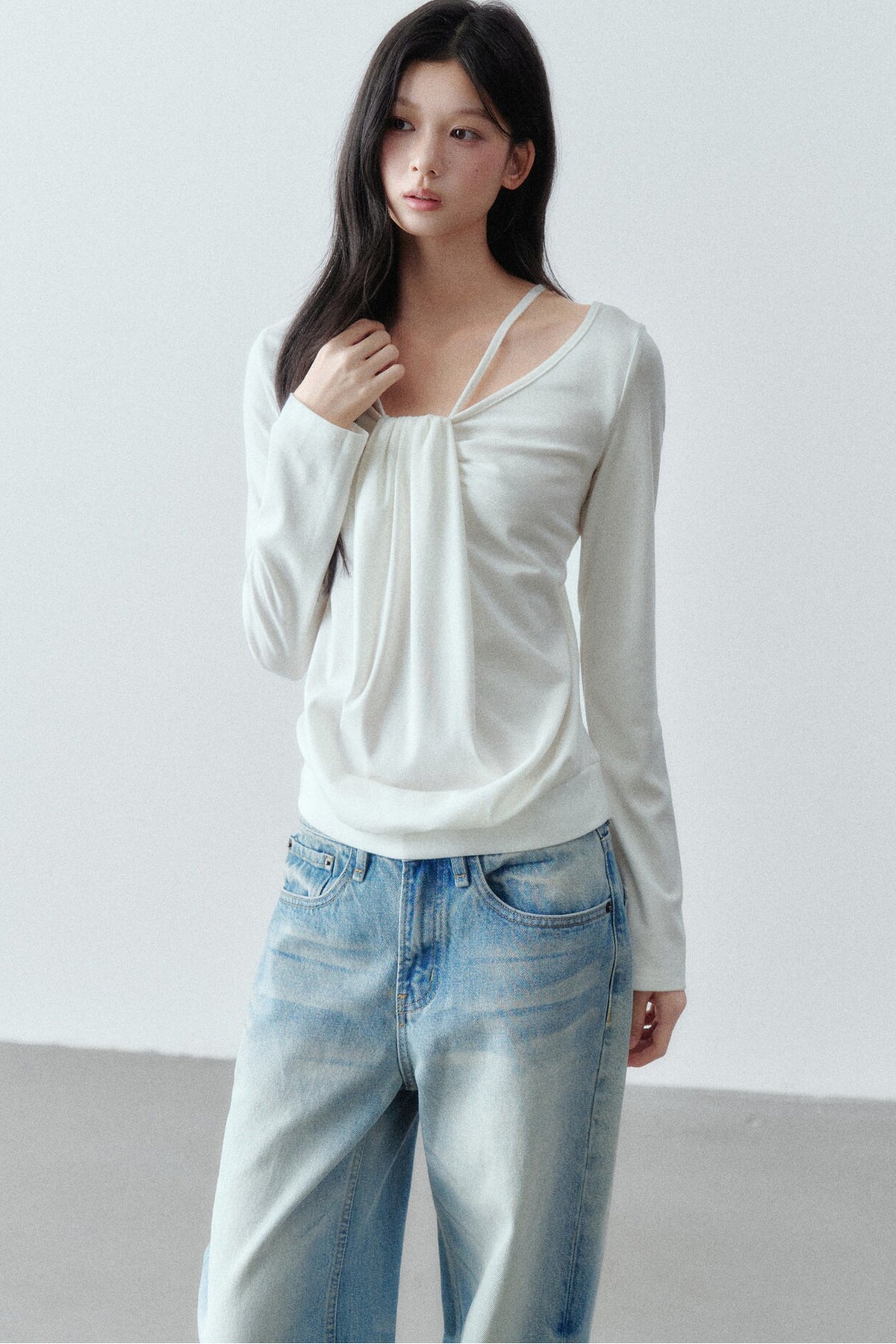 Lyocell Wool Large Round Neck T-shirt