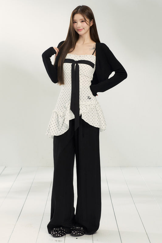 White Polka Dot Camisole and Pants Set