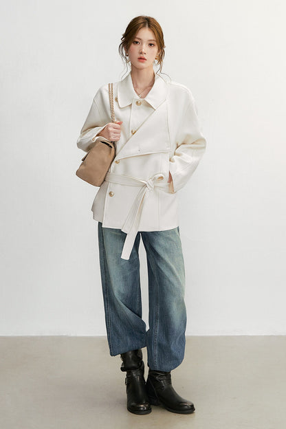 Double-Breasted Wool Blend Jacket