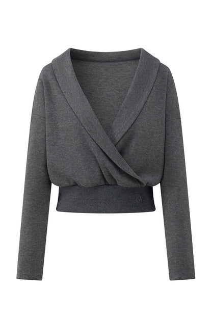V-Neck Sweatshirt and Wide-Leg Pants Set-Up