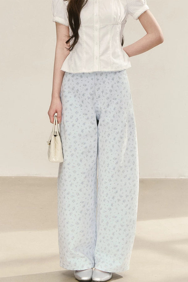 Pantalones Anchos Preppy Azules