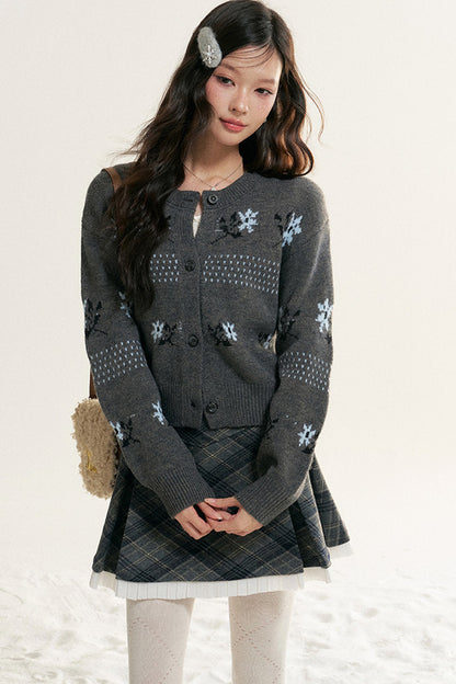 Fair Isle Jacquard Knit Cardigan
