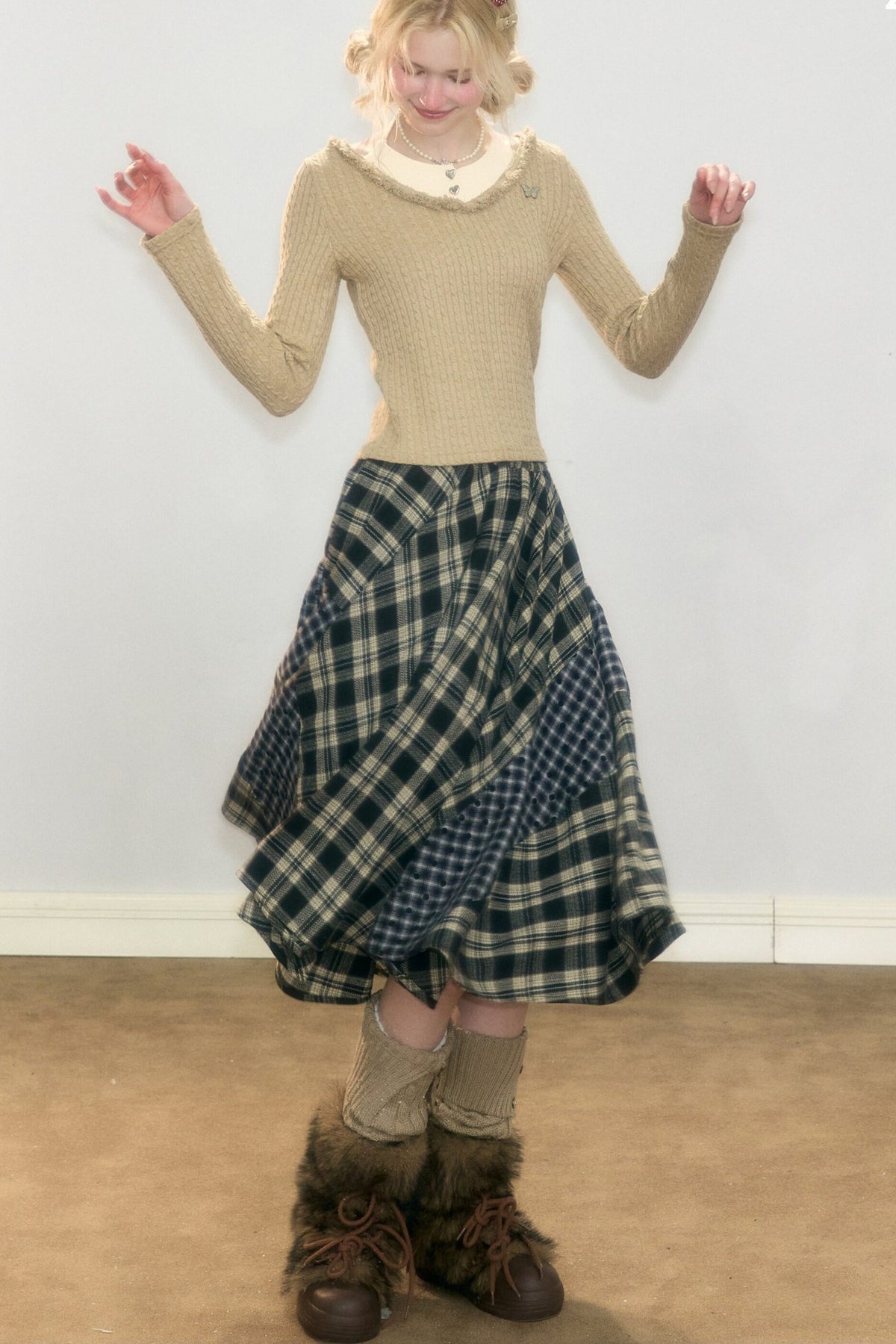 Frayed Halter Layered-Look Knit Top