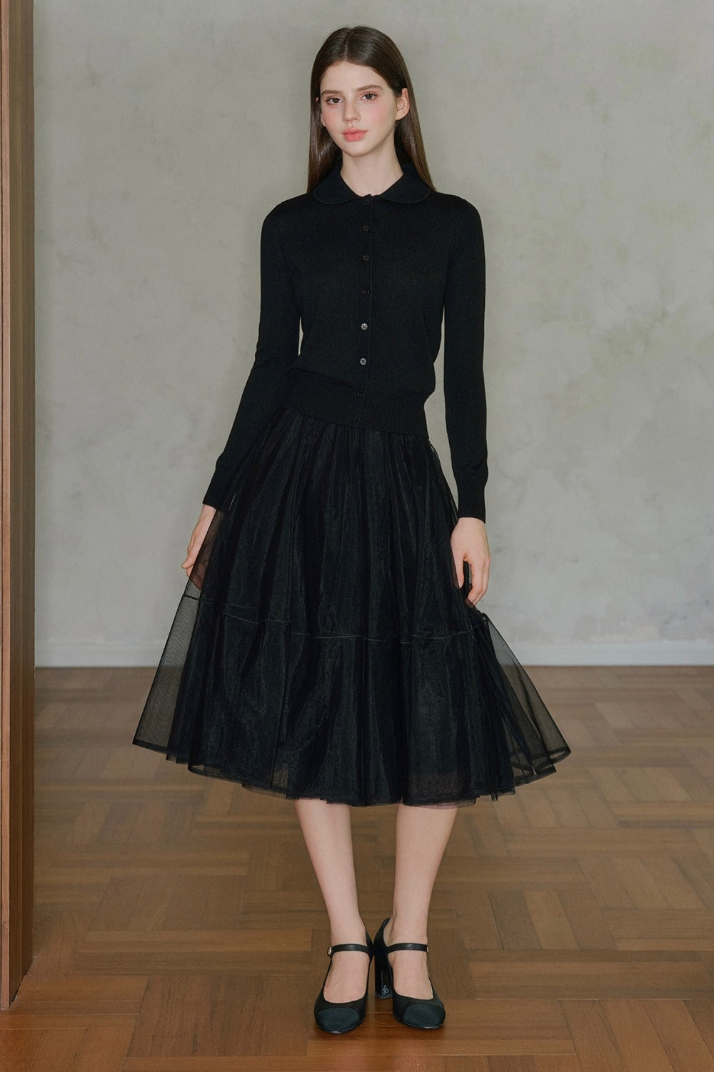 Long Sleeve Doll Collar Knitted Top