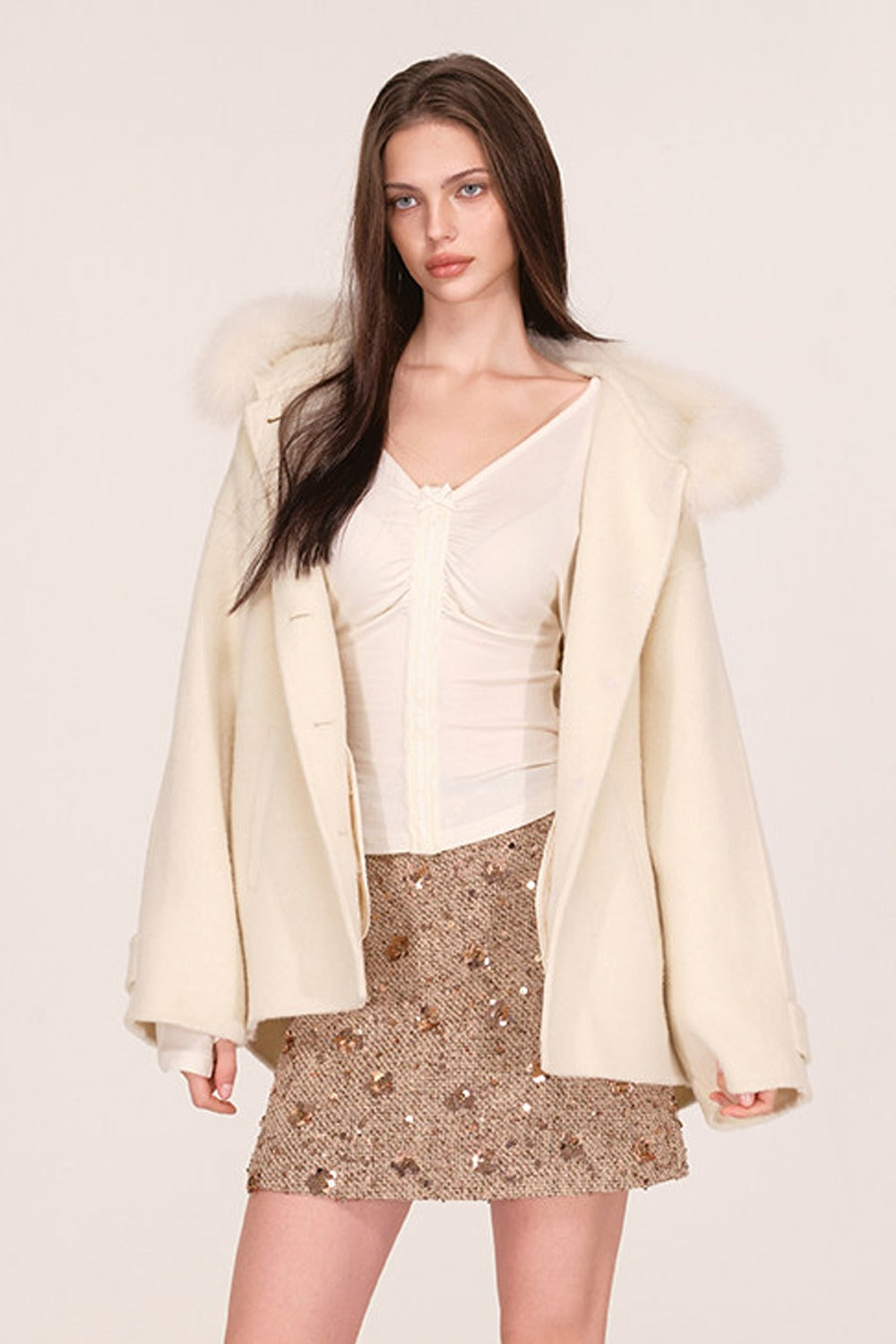 Sequin Tweed A-Line Skirt
