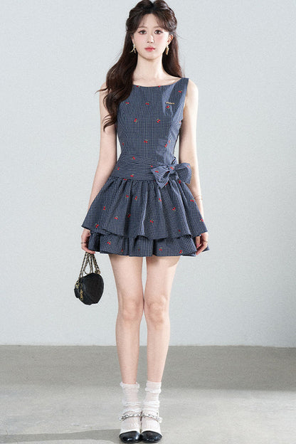 Elegant Plaid Vest Dress