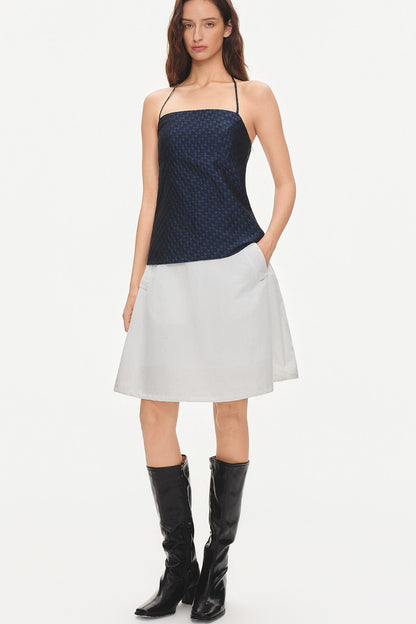 Cotton Drawstring Flower-Bud Skirt