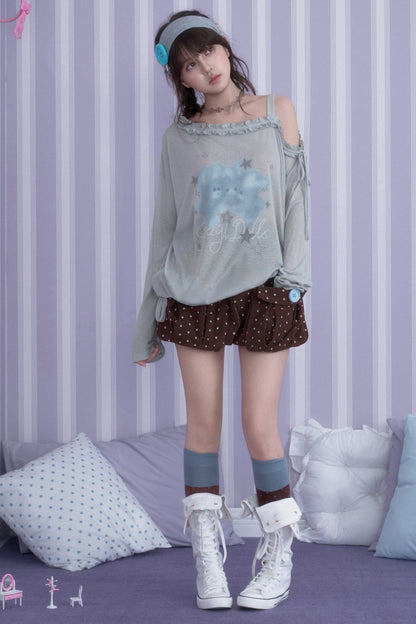 Hazy Bunny Off-Shoulder T-Shirt