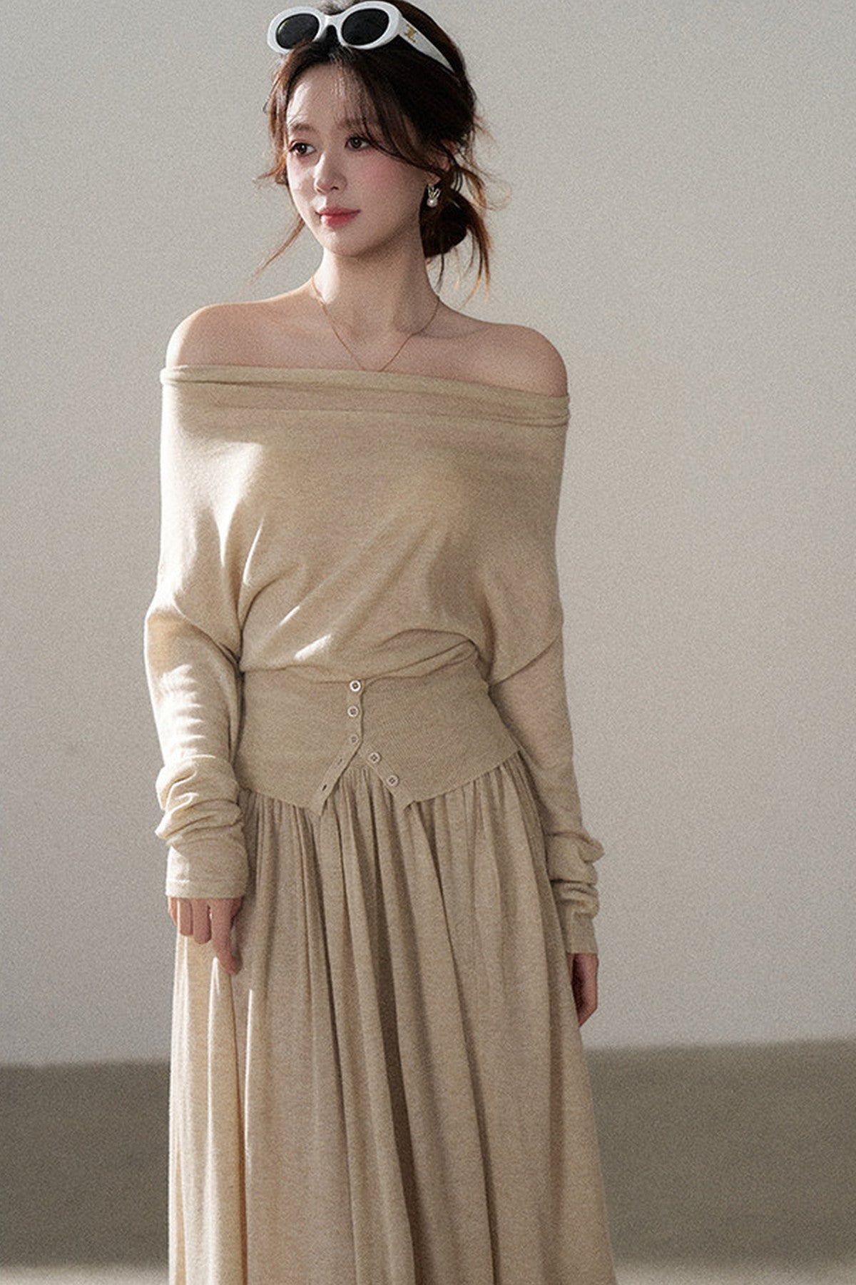 Long Sleeve Knit Top and Skirt Set