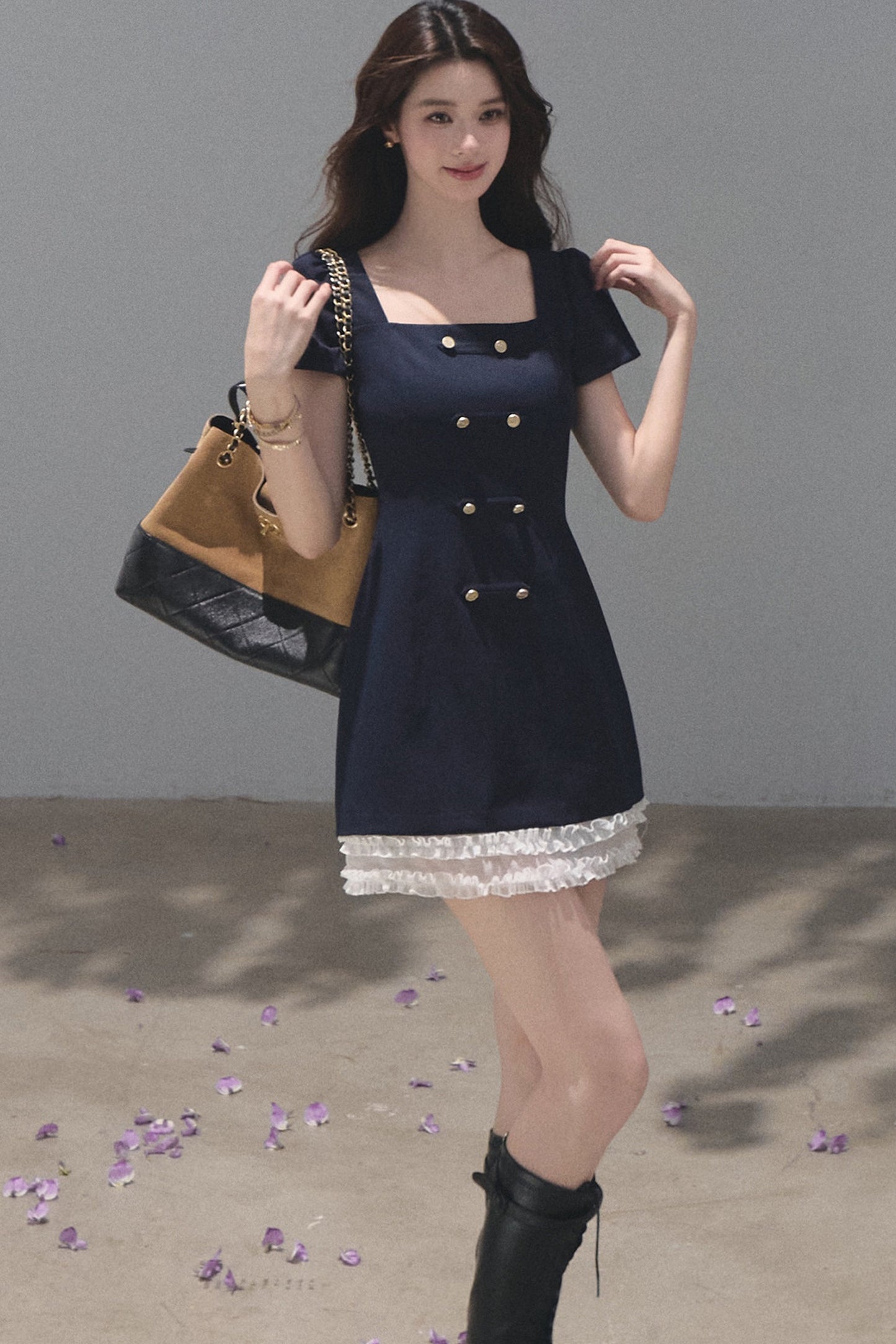 Layered Waves Lace Dress