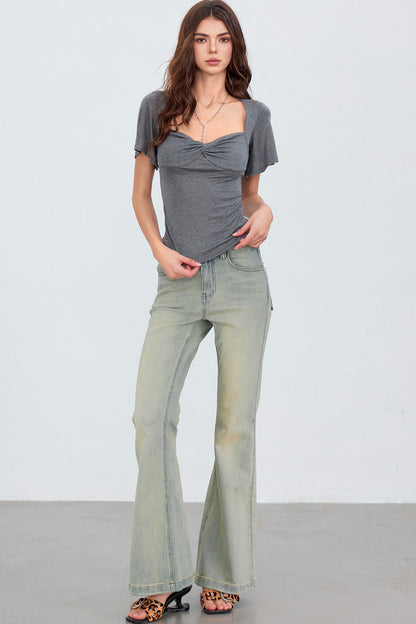 Retro Gradient Flared Denim Pants