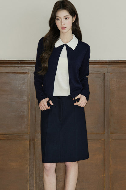 Color-Block Layered-Look Wool Knit Top
